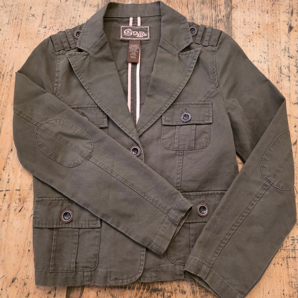 STAR JEANS Y2K Military-Inspired Jacket‎ Sz S Cargo Blazer Grunge Streetwear - Picture 3 of 7